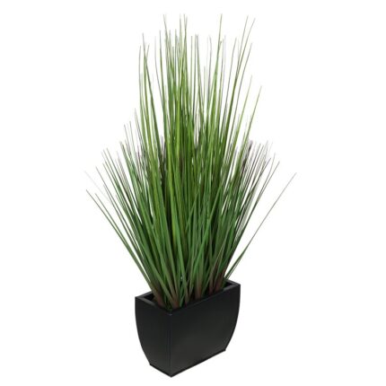 27” Faux Foliage Grass in Metal Vase - Chic Decora