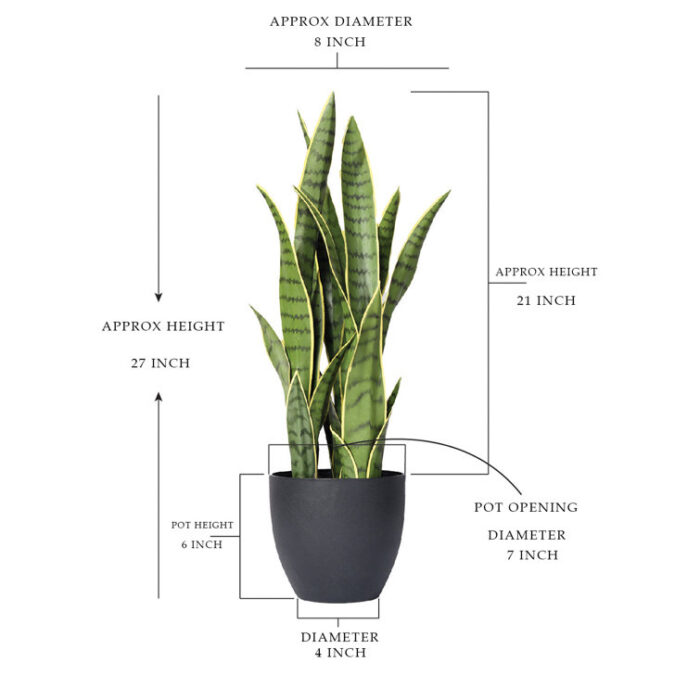 27” Faux Snake Plant (Sansevieria) Plant in Pot - Chic Decora