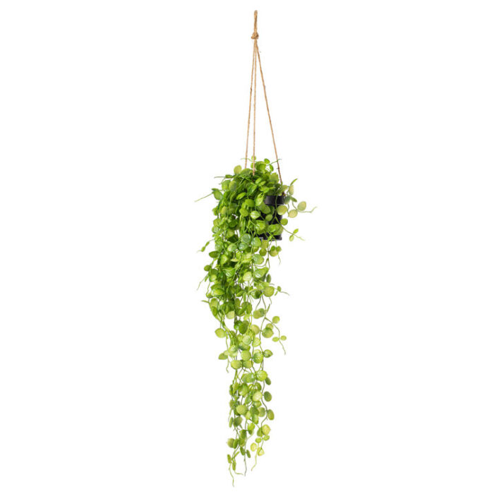 29″ Artificial Green Mini Leaf Ivy in Hanging Pot. - Chic Decora