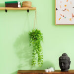 29″ Artificial Green Mini Leaf Ivy in Hanging Pot. - Chic Decora