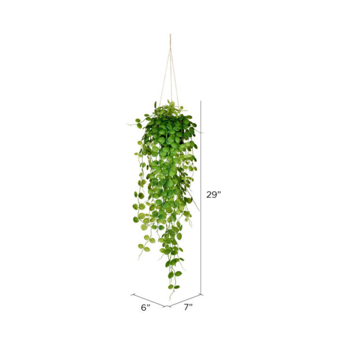 29″ Artificial Green Mini Leaf Ivy in Hanging Pot. - Chic Decora