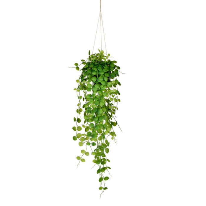 29″ Artificial Green Mini Leaf Ivy in Hanging Pot. - Chic Decora