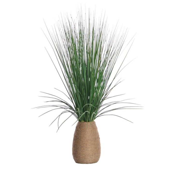 29″ Tall Grass with Twigs in Tapered Hemp Rope Pot - Chic Decora