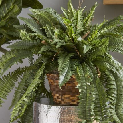 29” Faux Fern Plant in Basket - Chic Decora