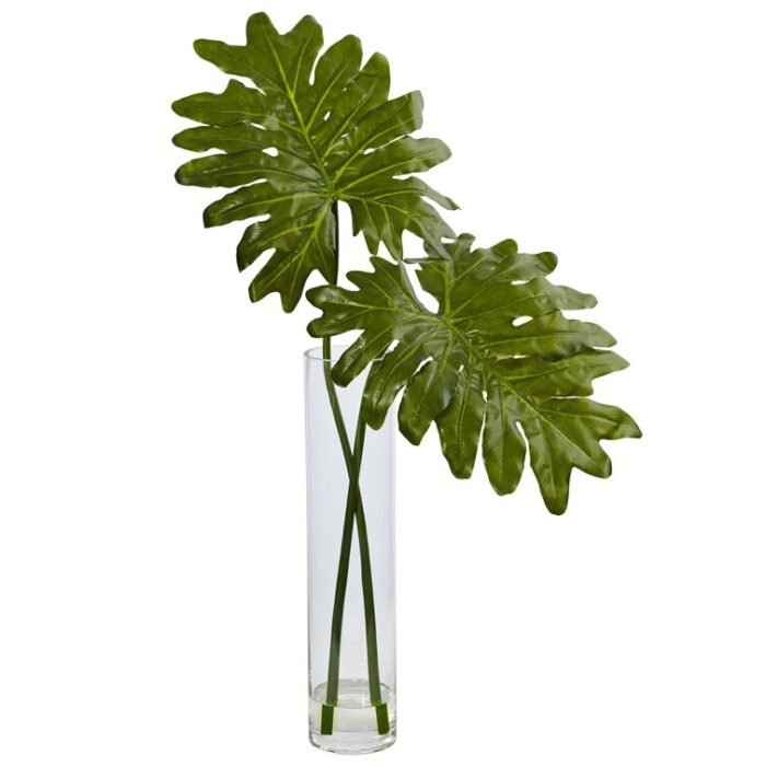 29” Faux Foliage Plant in Glass Decorative Vase - Chic Decora