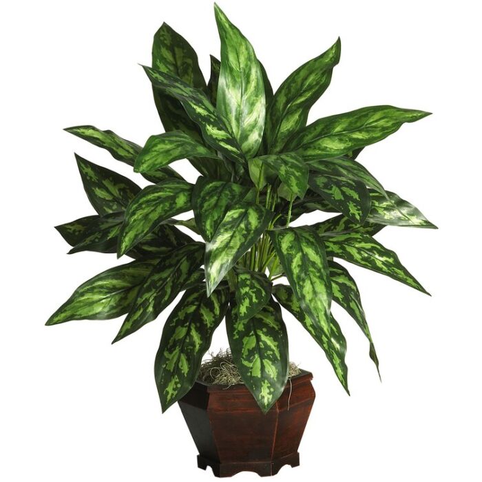 29” Faux Foliage Plant in Wood Decorative Vase - Chic Decora