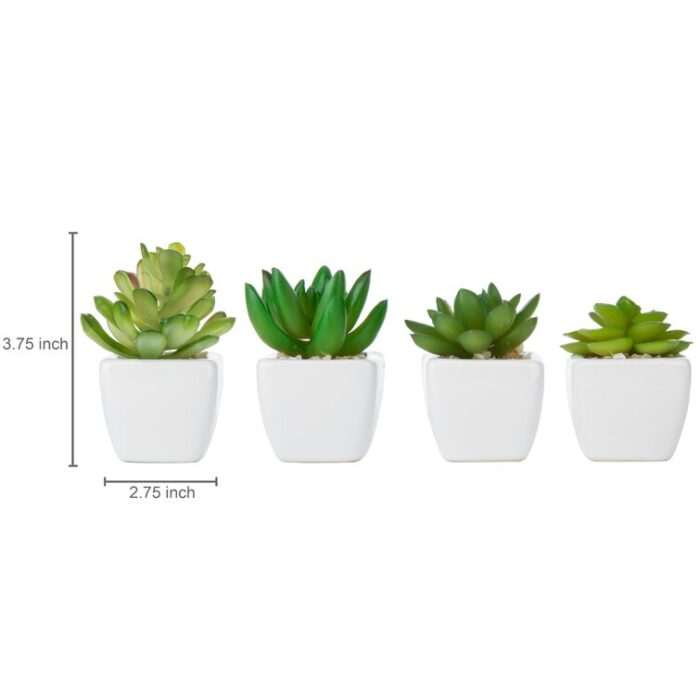 3.25” Faux Succulent Plant in Ceramic Planter - Chic Decora