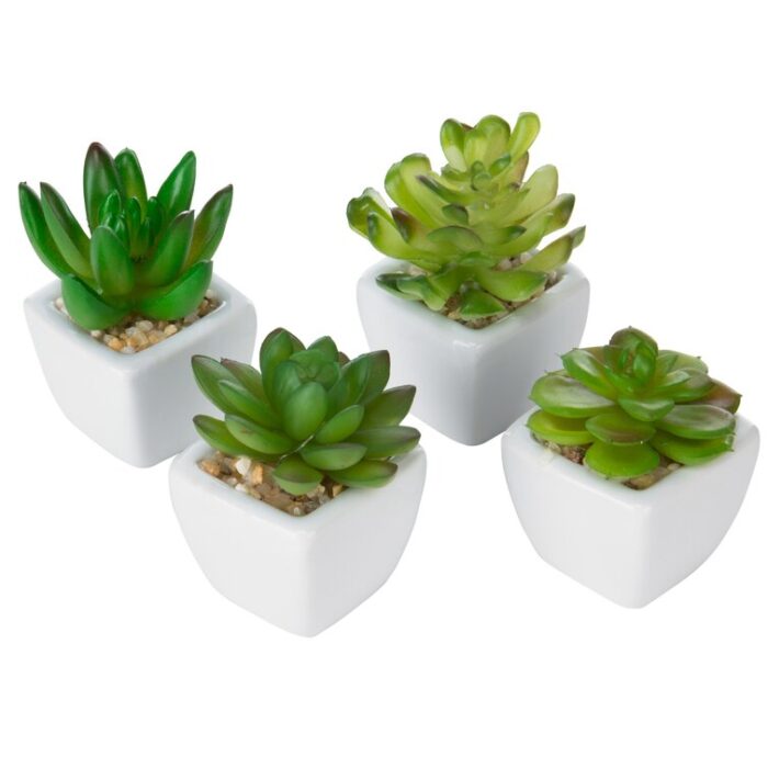 3.25” Faux Succulent Plant in Ceramic Planter - Chic Decora