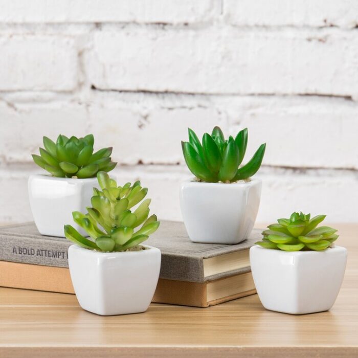 3.25” Faux Succulent Plant in Ceramic Planter - Chic Decora