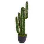 27.5” Faux Cactus Plant in Stone Planter - Chic Decora