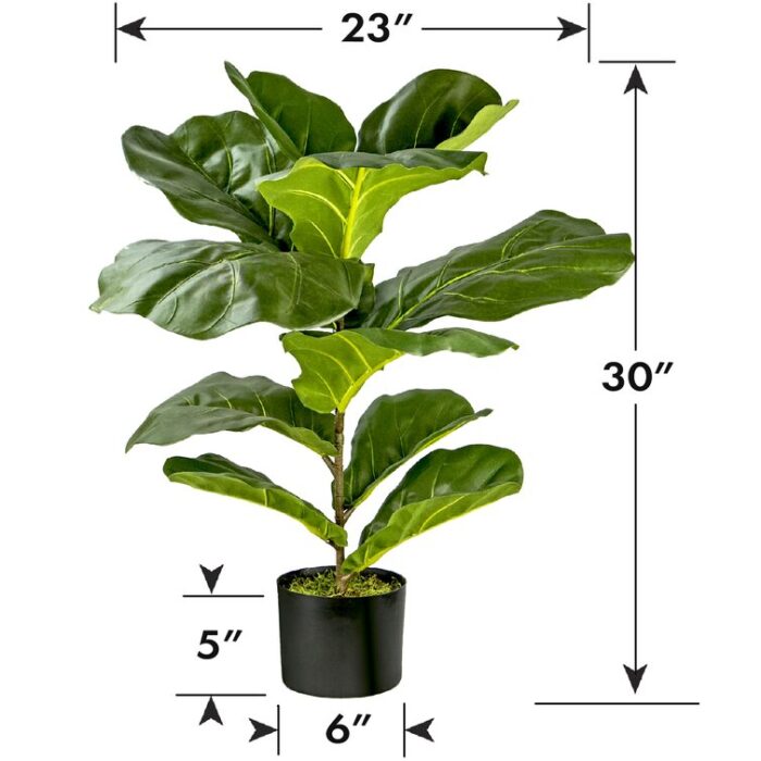 30” Faux Fiddle Leaf Fig Plant in Pot - Chic Decora