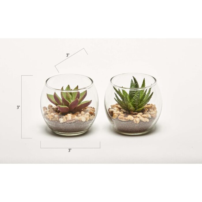 3” Faux Aloe Plant in Glass Pot - Chic Decora