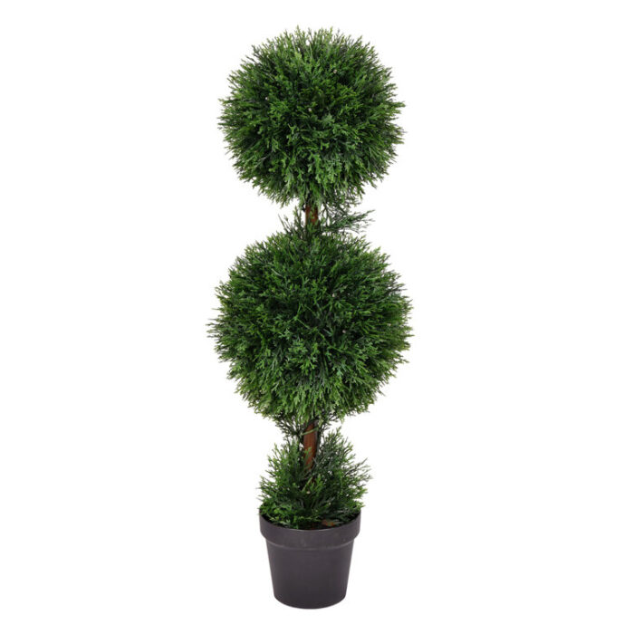 3′ Artificial Double Ball Green Cedar Topiary. - Chic Decora