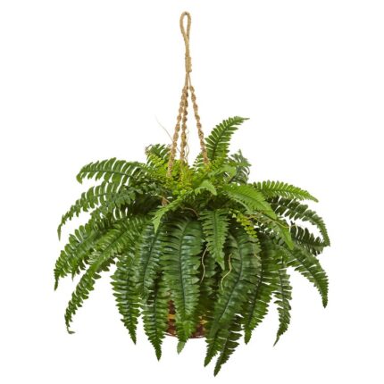 33” Faux Fern Plant in Wicker Basket - Chic Decora