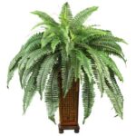 33” Faux Fern Plant in Wood Urn - Chic Decora