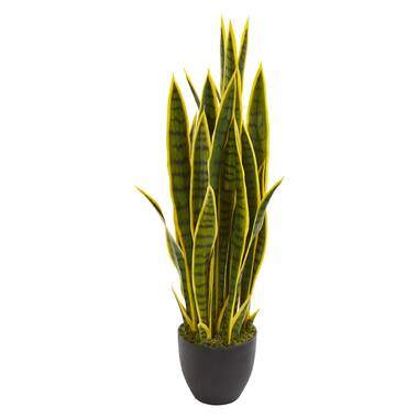 33” Faux Snake Plant (Sansevieria) Plant in Stone Pot - Chic Decora