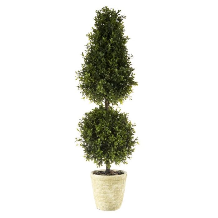 34” Faux Topiary in Ceramic Planter - Chic Decora