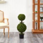 27” Faux Boxwood Topiary in Planter - Chic Decora