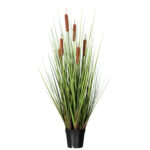 36” Faux Cattail Grass in Pot - Chic Decora