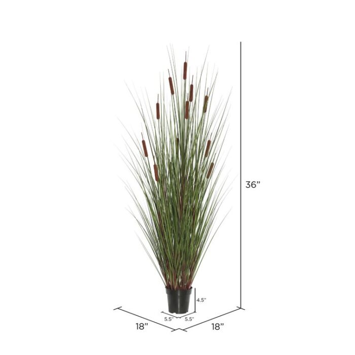 36” Faux Cattail Grass in Pot - Chic Decora