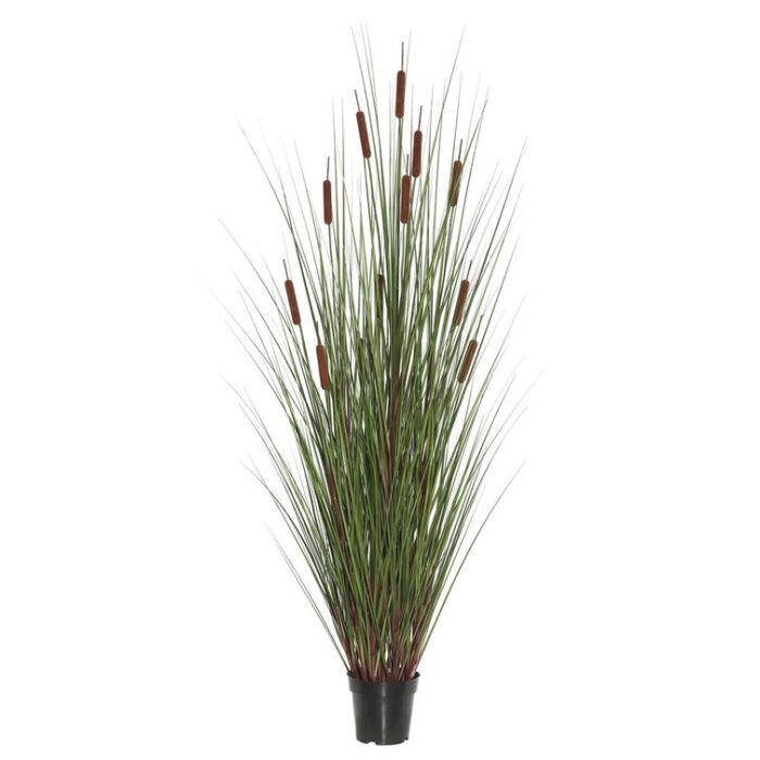 36” Faux Cattail Grass in Pot - Chic Decora