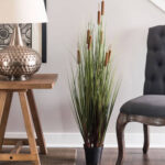 48” Faux Flowering Grass in Pot - Chic Decora