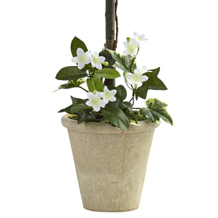 36” Faux Flowering Plant in Pot Liner - Chic Decora