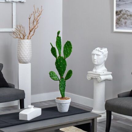 37” Faux Cactus Plant in Pot - Chic Decora