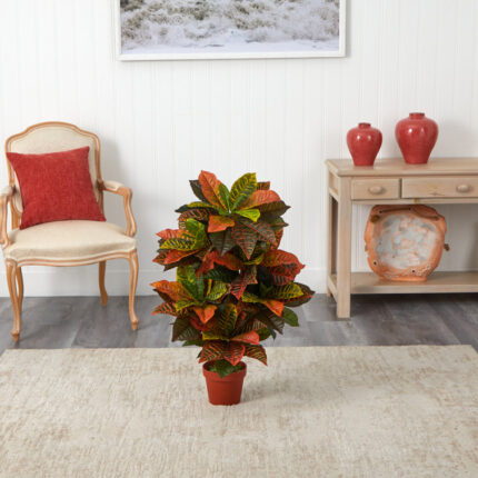 37” Faux Foliage Plant in Stone Pot - Chic Decora