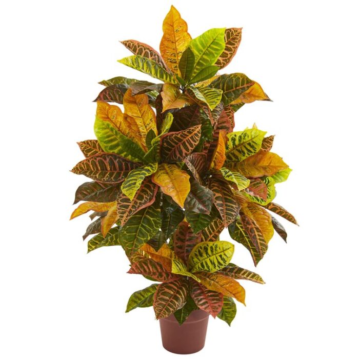 37” Faux Foliage Plant in Stone Pot - Chic Decora