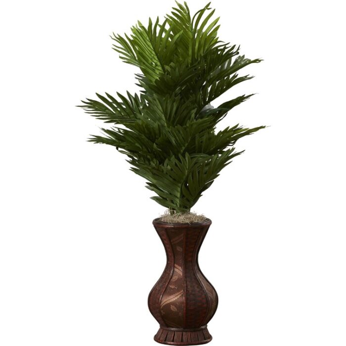 37” Faux Palm Plant in Wood Urn - Chic Decora