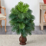 37” Faux Palm Plant in Wood Urn - Chic Decora