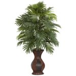 37” Faux Palm Plant in Wood Urn - Chic Decora