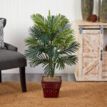 38” Faux Palm Plant in Wood Planter - Chic Decora