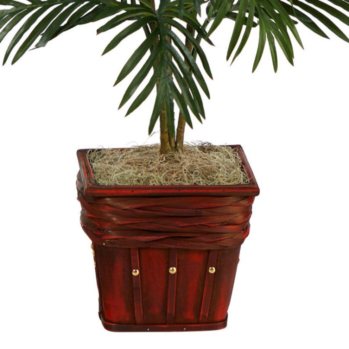 38” Faux Palm Plant in Wood Planter - Chic Decora