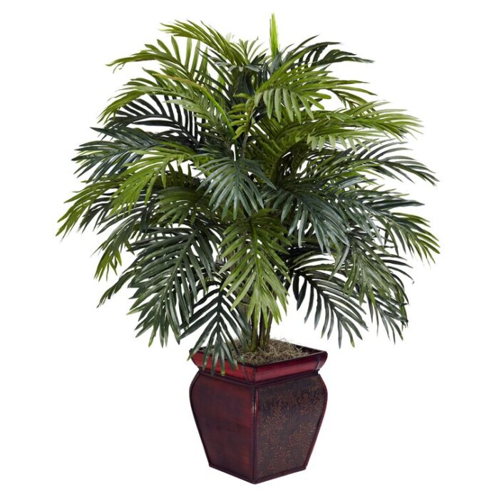 38” Faux Palm Plant in Wood Planter - Chic Decora