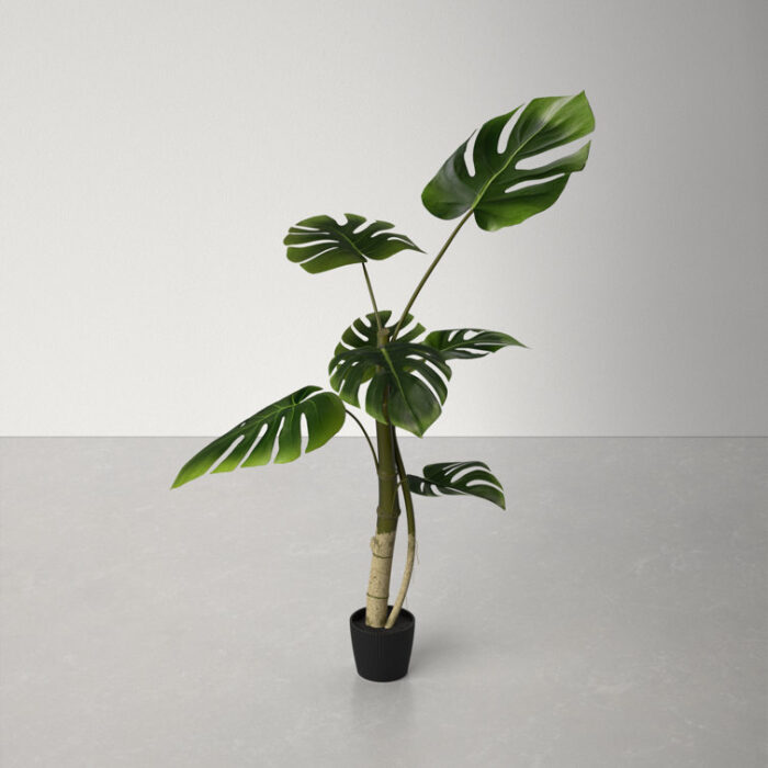 38” Faux Philodendron Tree Plant in Pot - Chic Decora