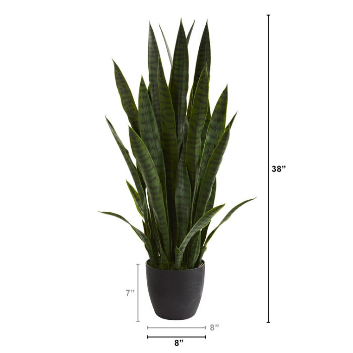 38” Faux Snake Plant (Sansevieria) Plant in Planter - Chic Decora