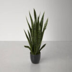 33” Faux Snake Plant (Sansevieria) Plant in Stone Pot - Chic Decora