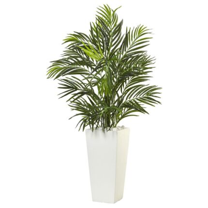 39in. Areca Artificial Palm in White Square Planter - Chic Decora