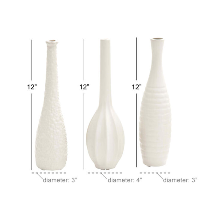 3 Piece 12″ Stoneware Table Vase Set - Chic Decora