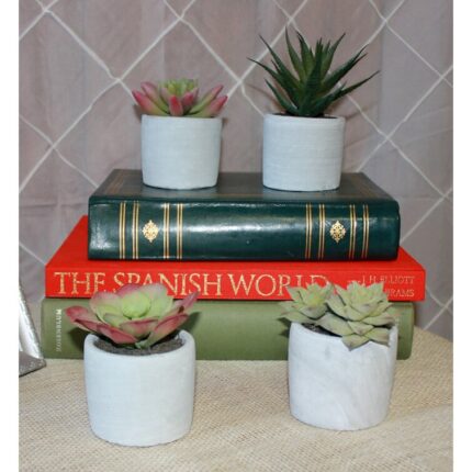 4.00” Faux Succulent in Cement Pot - Chic Decora