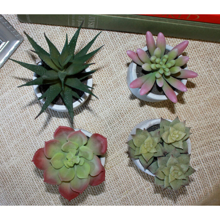 4.00” Faux Succulent in Cement Pot - Chic Decora