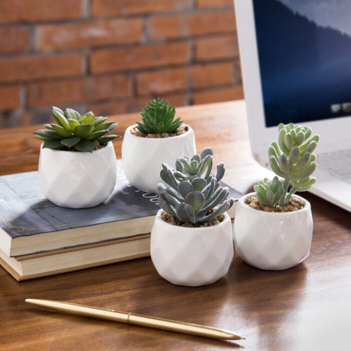 4.3” Faux Succulent Plant in Ceramic Pot - Chic Decora