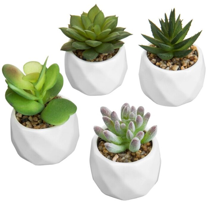 4.3” Faux Succulent Plant in Ceramic Pot - Chic Decora