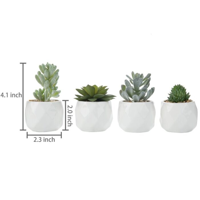 4.3” Faux Succulent Plant in Ceramic Pot - Chic Decora