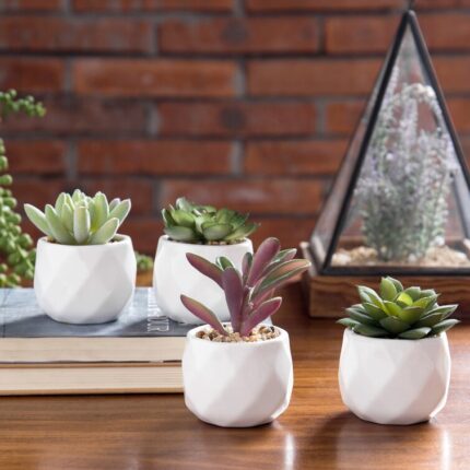 4.33” Faux Succulent Plant in Ceramic Pot - Chic Decora