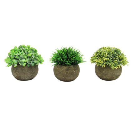 4.5″ Artificial Mixed Greenery Topiary Small Plant in Pot - Chic Decora