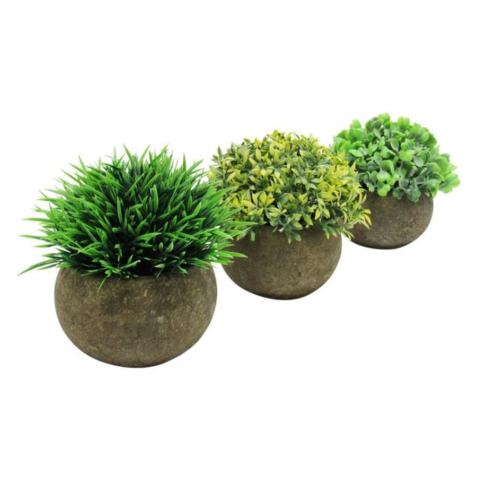 4.5″ Artificial Mixed Greenery Topiary Small Plant in Pot - Chic Decora