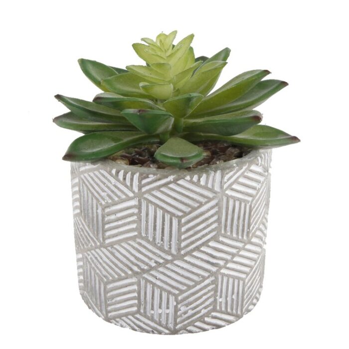 4.5” Faux Succulent in Cement Pot - Chic Decora